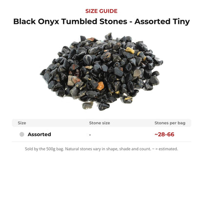 Black Onyx Tumbled Stones - Assorted Tiny