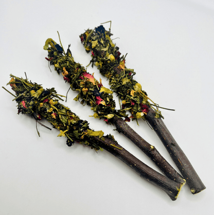 Floral-Dipped "Peppermint Apple Sticks" for Rabbits