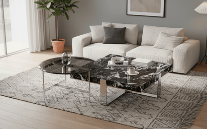 Orion Interlocking Marble & Glass Table Duo