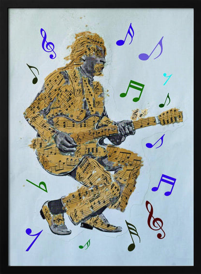 Wall art Guitarist Music Notes Canvas Print