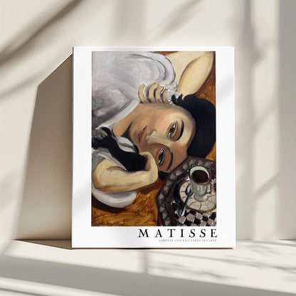 Wall art Lorette Con Una Tazza Di Caffe 1916 Boarder