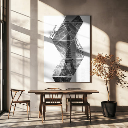 Wall art Coordinates PARIS Eiffel Tower | monochrome