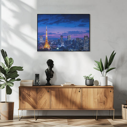 Tokyo Tower Blue Hour Skyline Canvas Wall Art | Tokyo night view