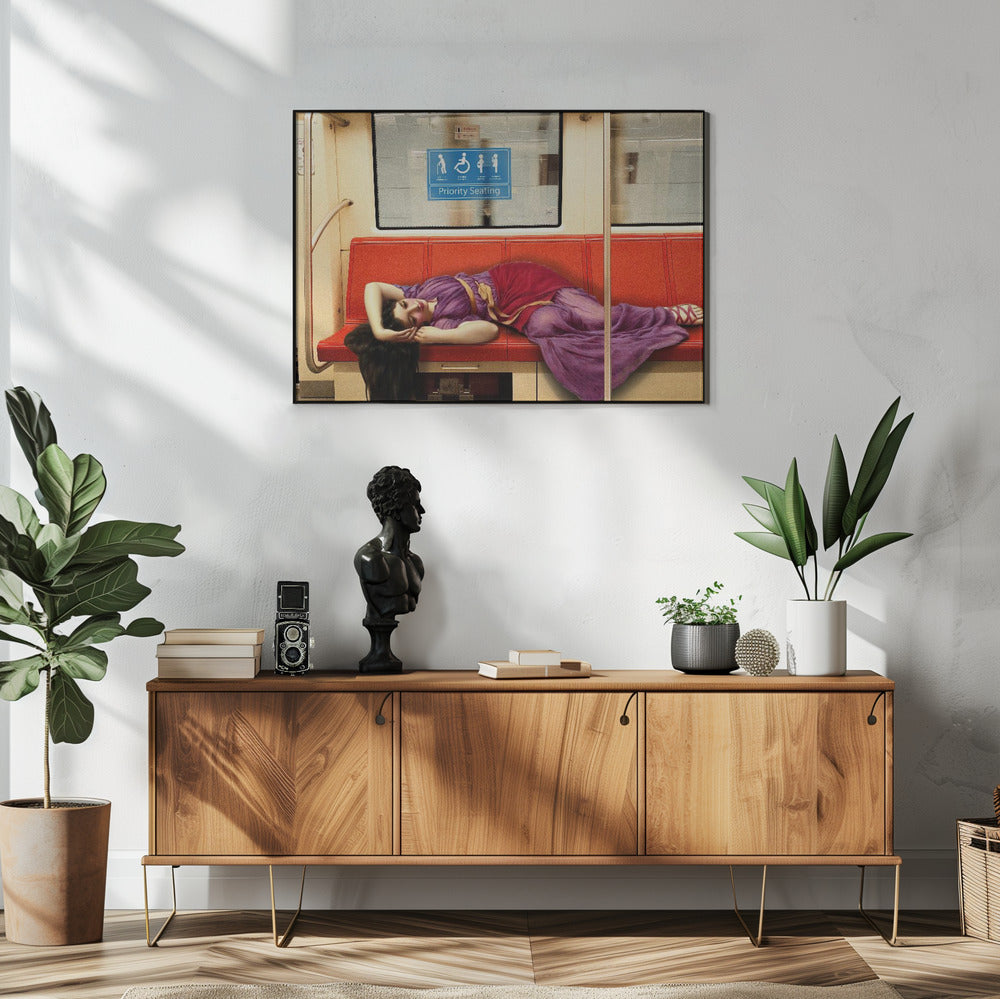Classical Woman Reclining on a Subway Seat Canvas Wall Art | Priority Seating