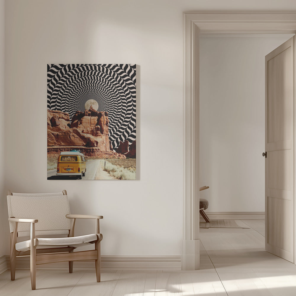 Surreal Desert Road Trip Optical Collage Canvas Wall Art | The Real Road Trip