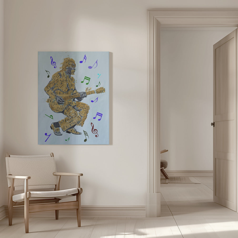 Wall art Guitarist Music Notes Canvas Print