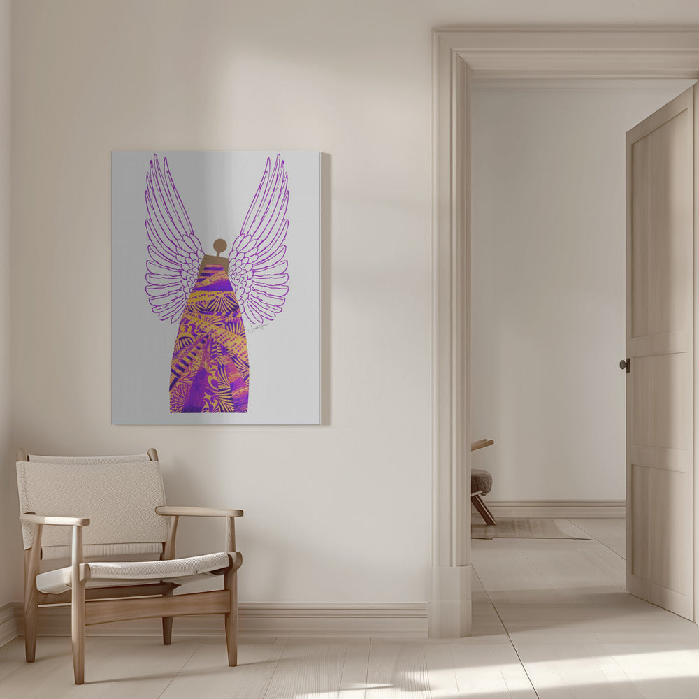 Wall art Angel in Purple & Orange Canvas Print