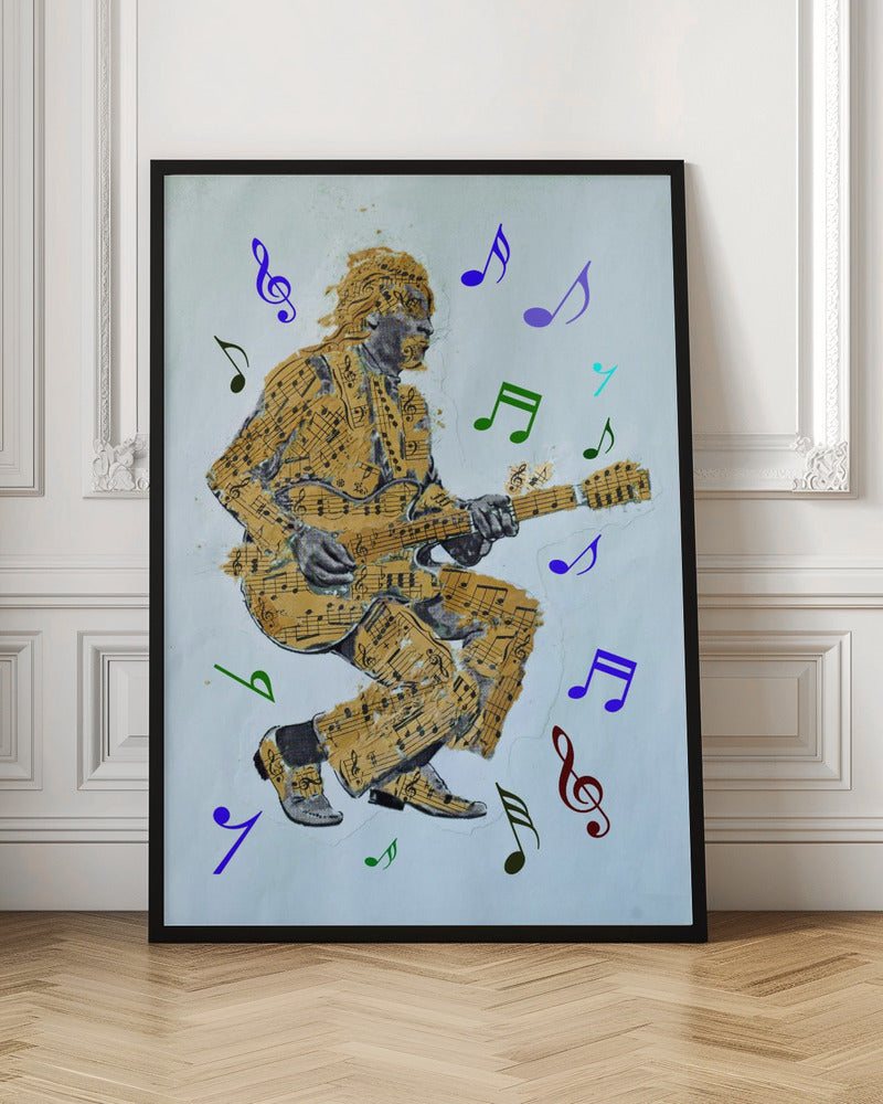 Wall art Guitarist Music Notes Canvas Print