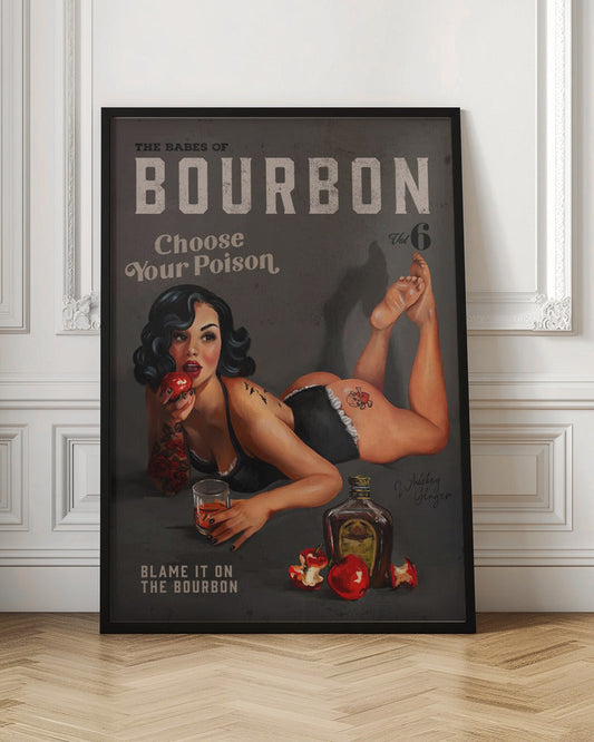 Choose Your Poison Dark Bourbon Pinup Canvas Wall Art | Babes of Bourbon Vol 6 Choose Your Poison Sexy Pinup