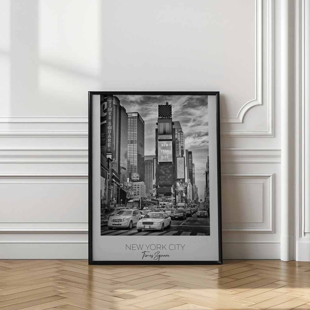 Black and White Times Square Street Scene Canvas Wall Art | NEW YORK CITY Times Square