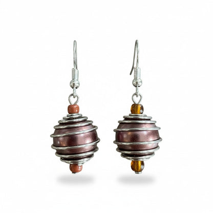 Spiral Wrapped Pearl Bead Earrings