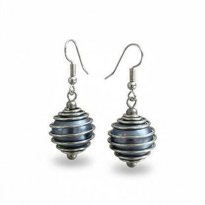 Spiral Wrapped Pearl Bead Earrings