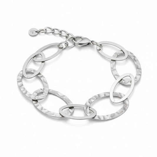 Linked Oval Bracelet - Grey Stainless Steel