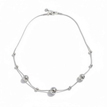 Multi Ball Necklace - Grey Stainless Steel