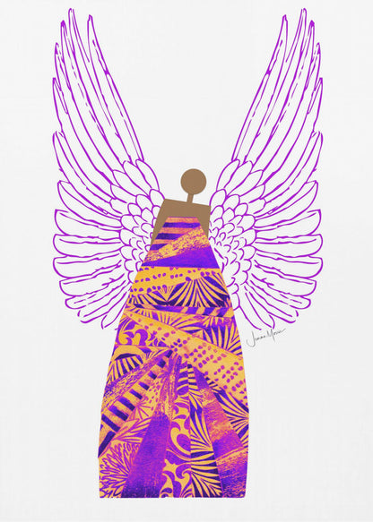 Wall art Angel in Purple & Orange Canvas Print