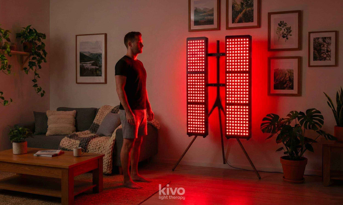 Kivo Easel: Walnut Wood + Steel Light Therapy Panel Stand