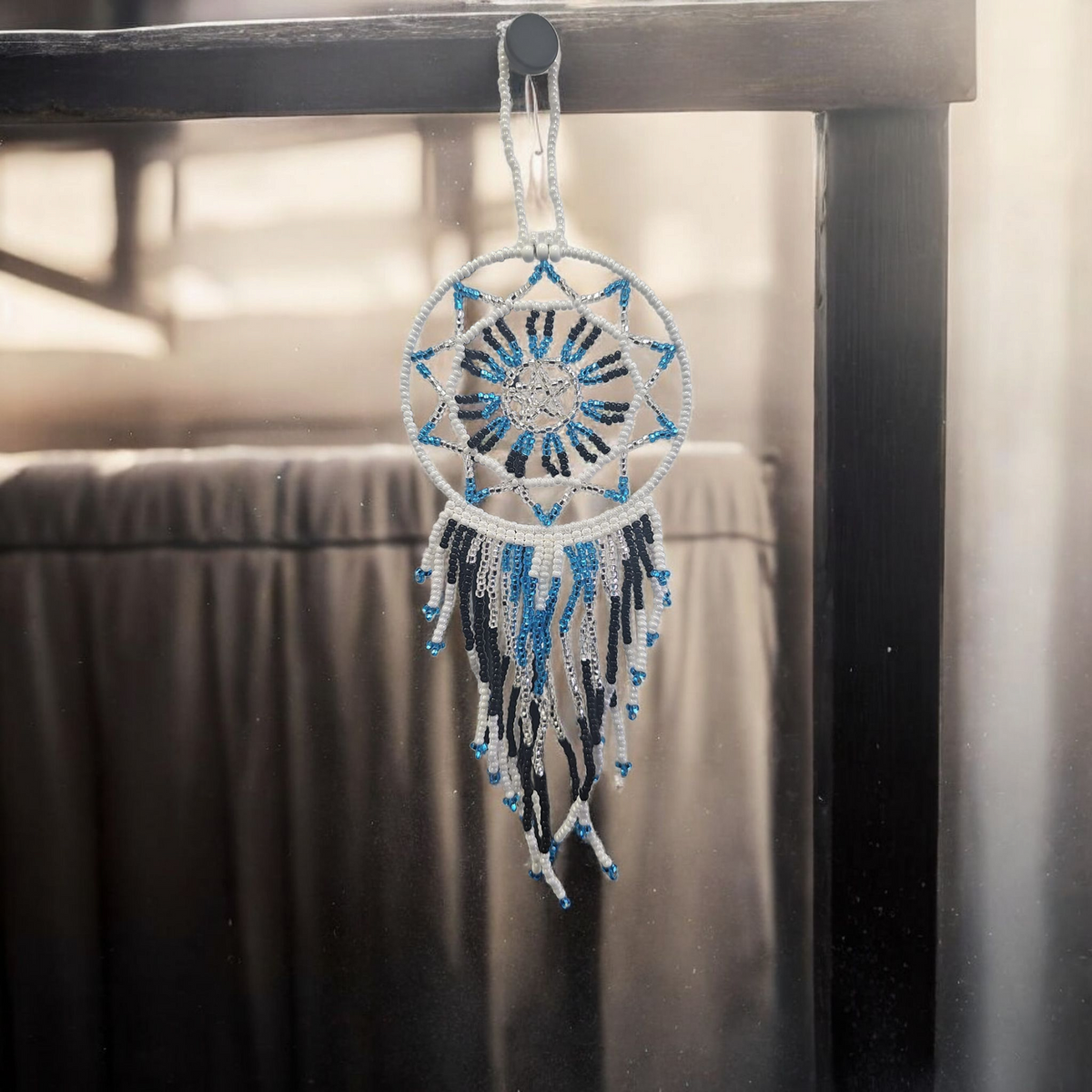 White blue  ,Celestial Beaded Handmade Dreamcatcher