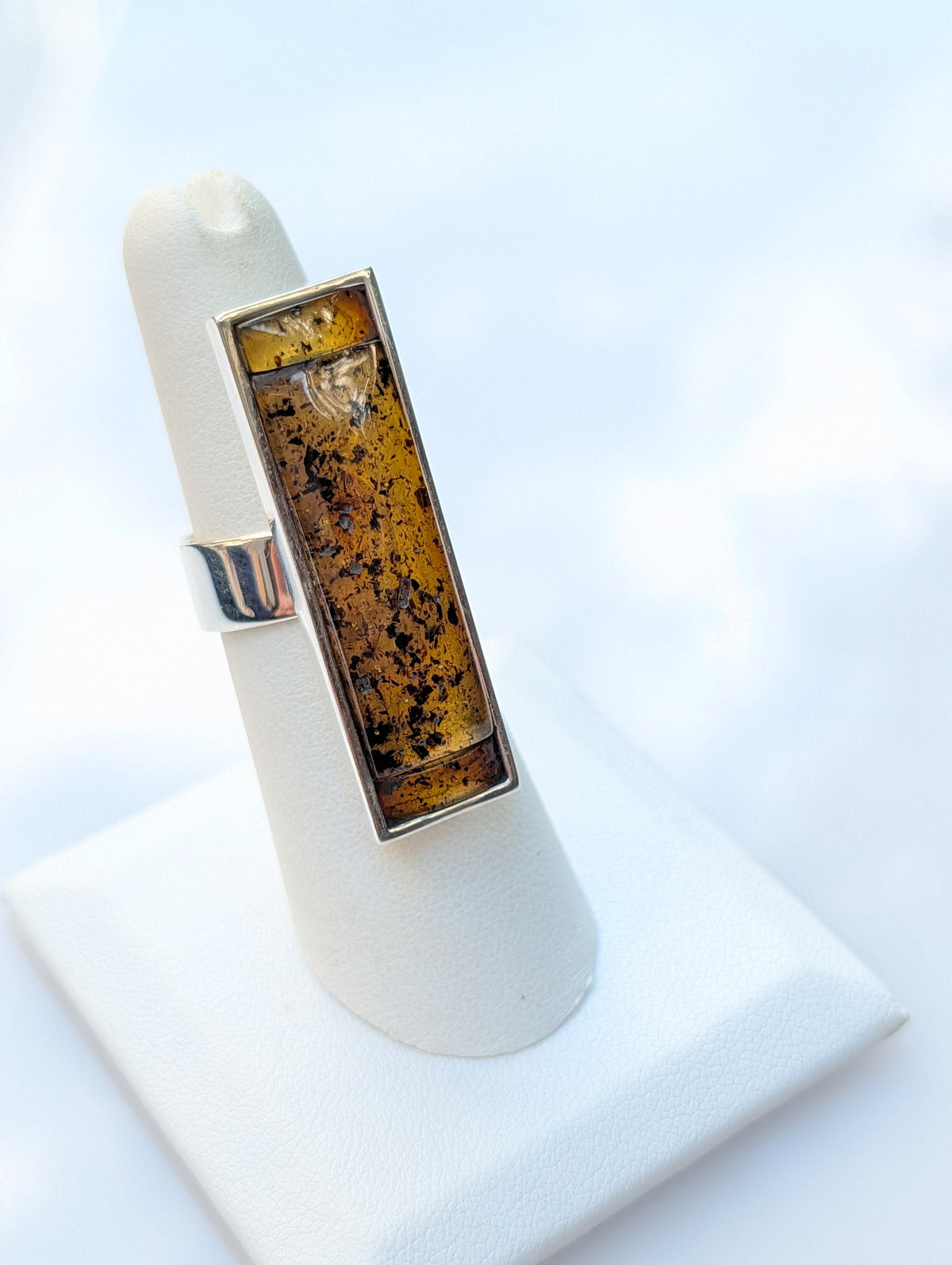 Forest Light Ring — Baltic Amber & Sterling Silver