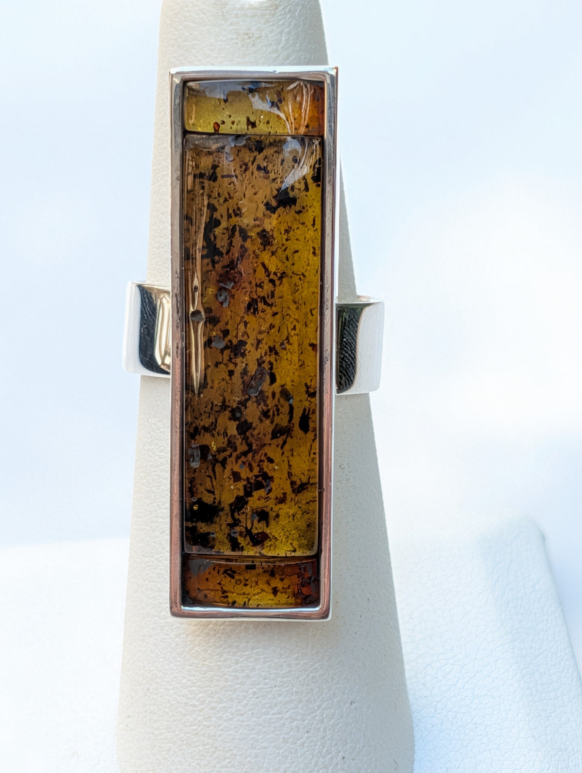 Forest Light Ring — Baltic Amber & Sterling Silver