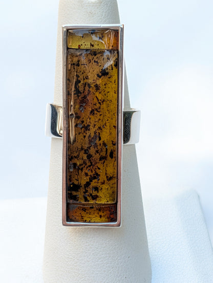 Forest Light Ring — Baltic Amber & Sterling Silver