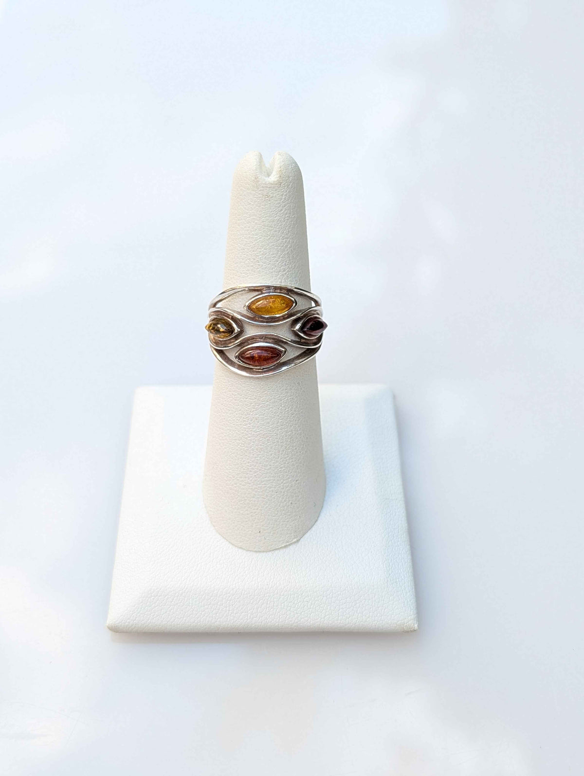 Amber Current Ring | Silver Baltic Amber Ring | Tears of the Sun