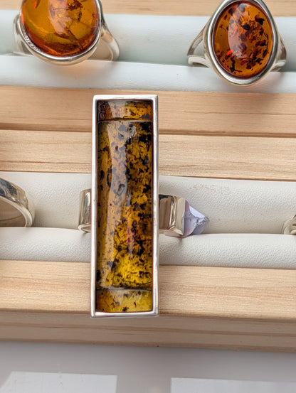 Forest Light Ring — Baltic Amber & Sterling Silver