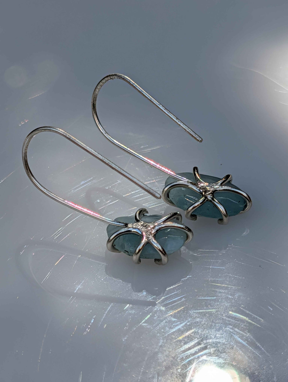 Tidal Grace Earrings – Aquamarine Beryl, Sterling Silver | Pair A