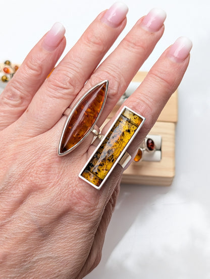Forest Light Ring — Baltic Amber & Sterling Silver