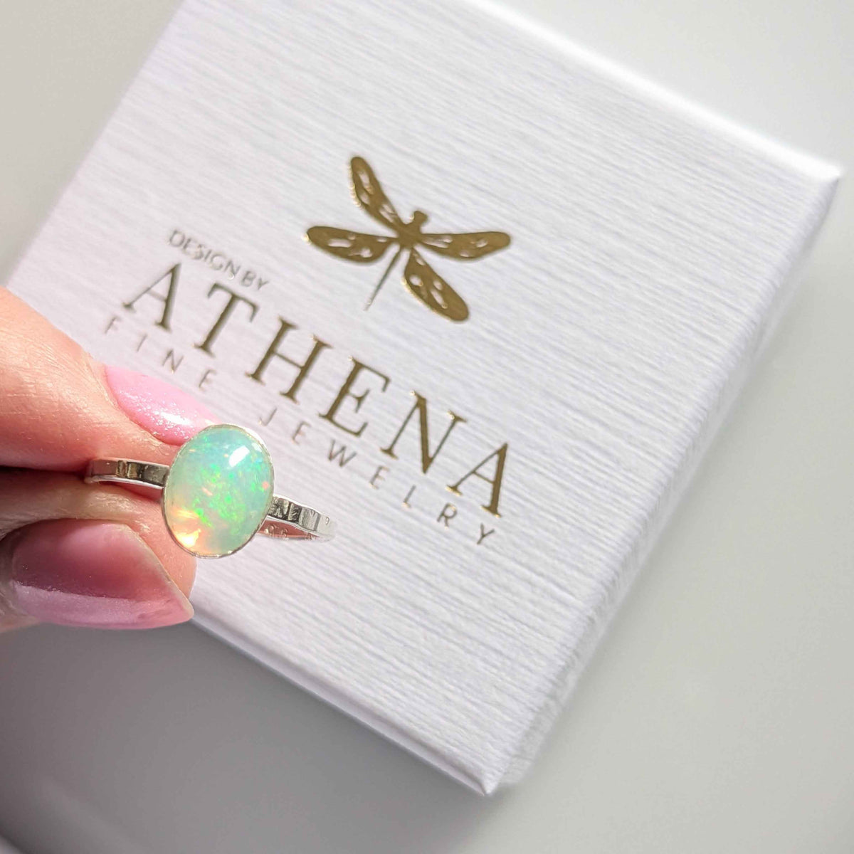Fire Opal Ring in Sterling Silver – Handcrafted Oval Opal Ring