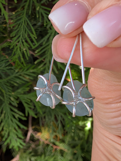 Tidal Grace Earrings – Aquamarine Beryl, Sterling Silver | Pair A