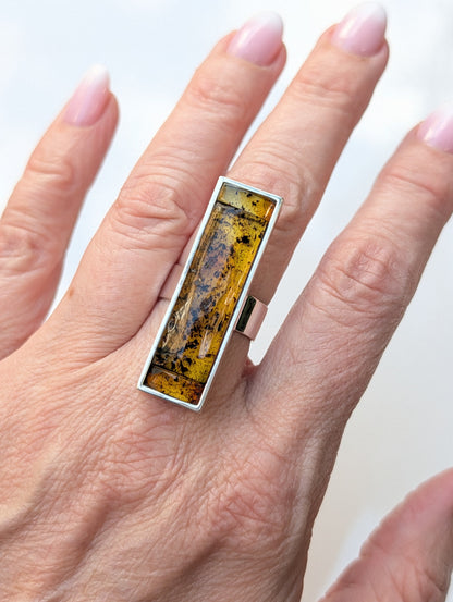 Forest Light Ring — Baltic Amber & Sterling Silver