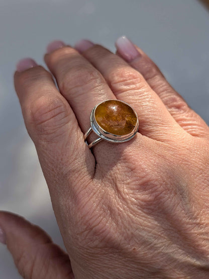Forge Ring – Sterling Silver & Yellow Healer Amethyst sz 8