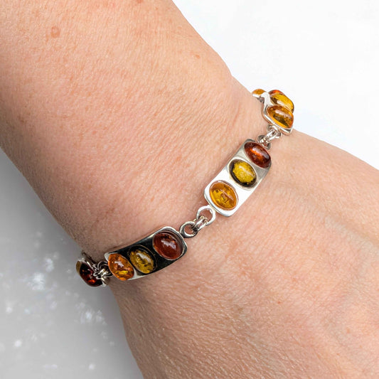 Helios Arc Bracelet | Sterling Silver Baltic Amber Bracelet | Tears of the Sun