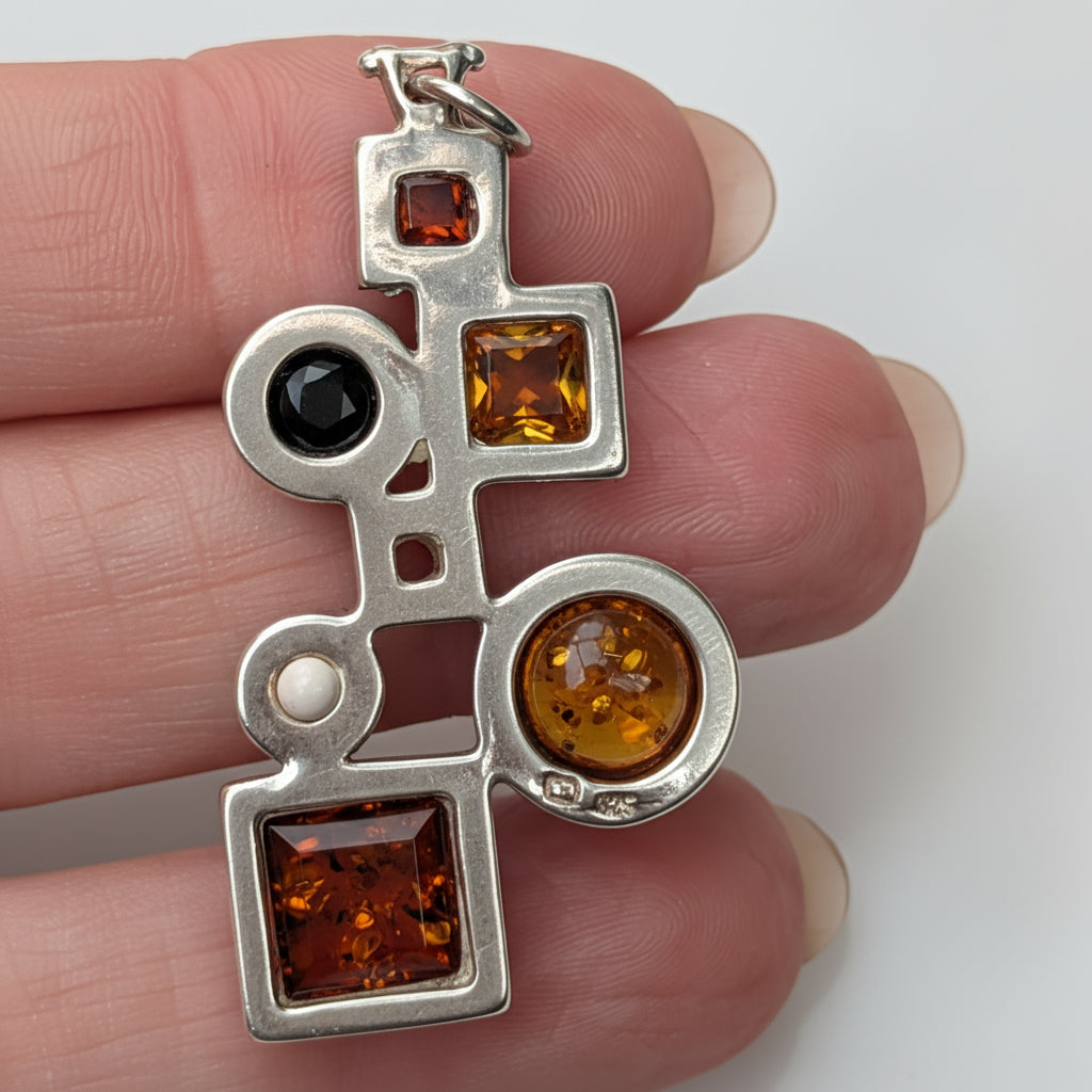 Amber Constellation Pendant — Baltic Amber & Sterling Silver