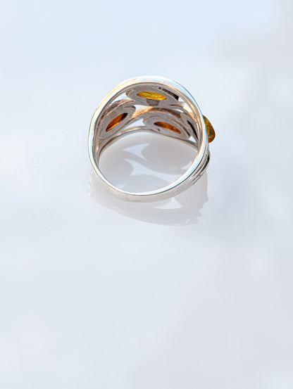 Amber Current Ring — Baltic Amber & Sterling Silver