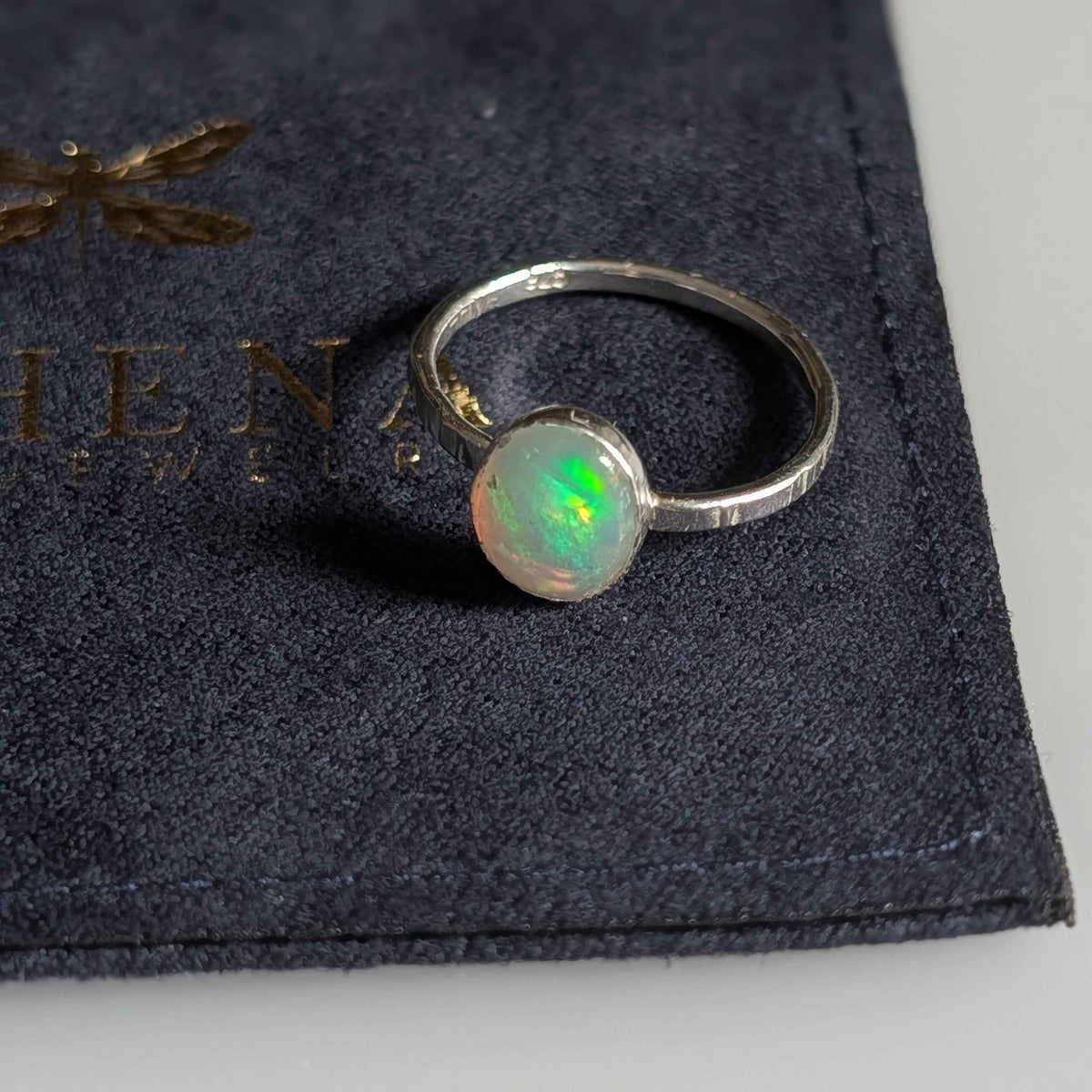 Fire Opal Ring in Sterling Silver – Handcrafted Oval Opal Ring