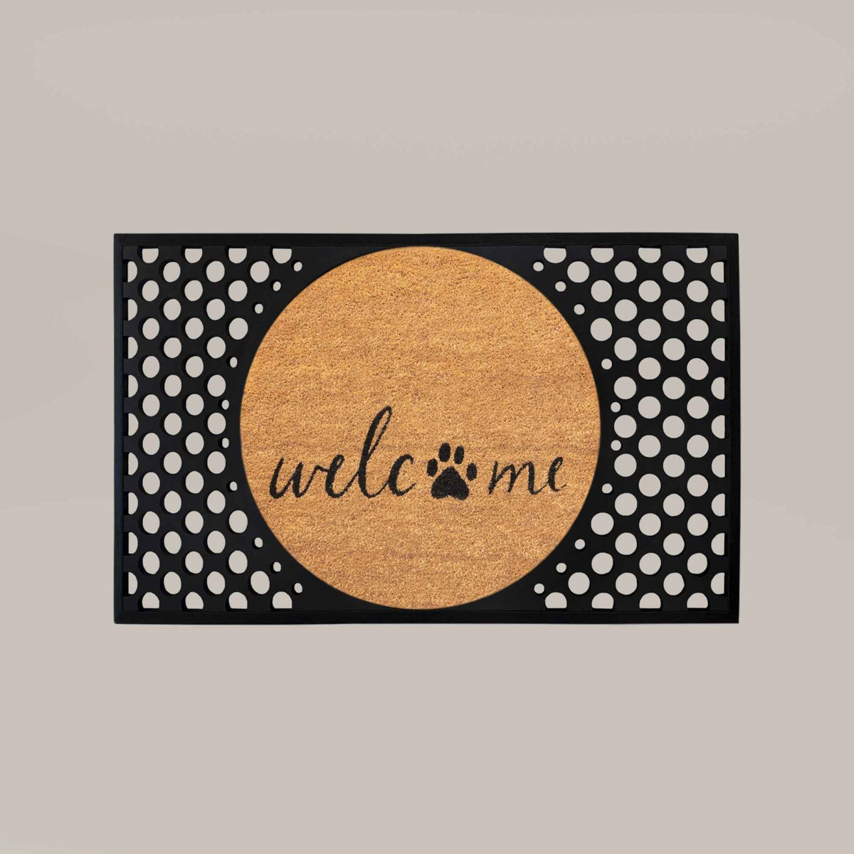 welcome + paw round doormat set