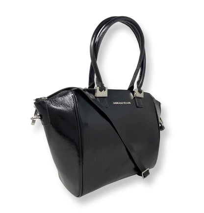 Sac à Main en Cuir Verni Noir Souple | Mona Moyen
