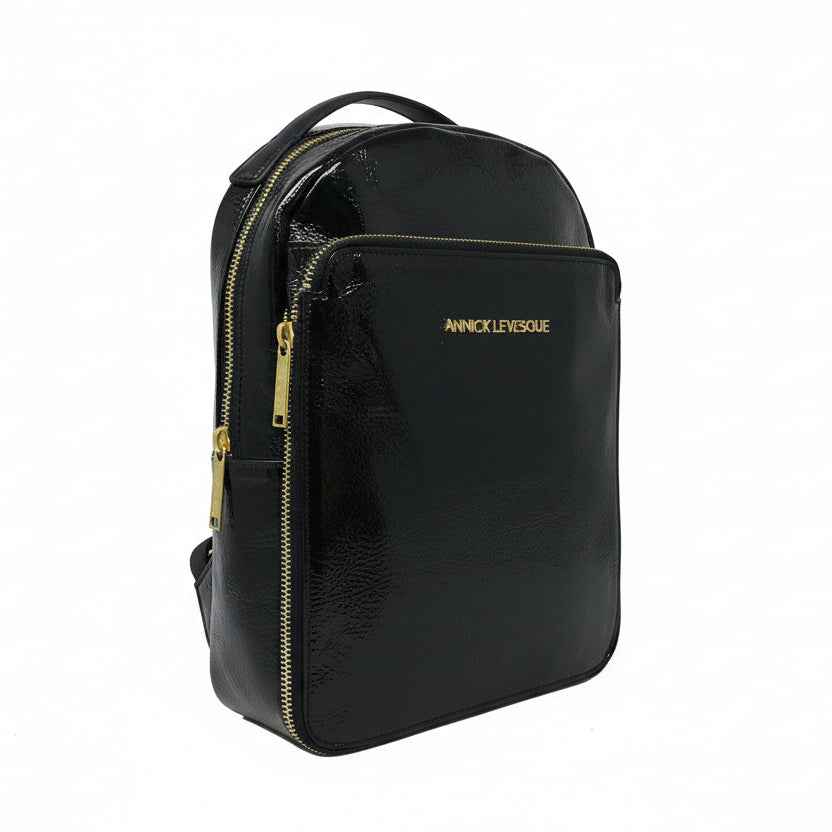 Sac à dos en cuir Noir Patin Souple, Alice
