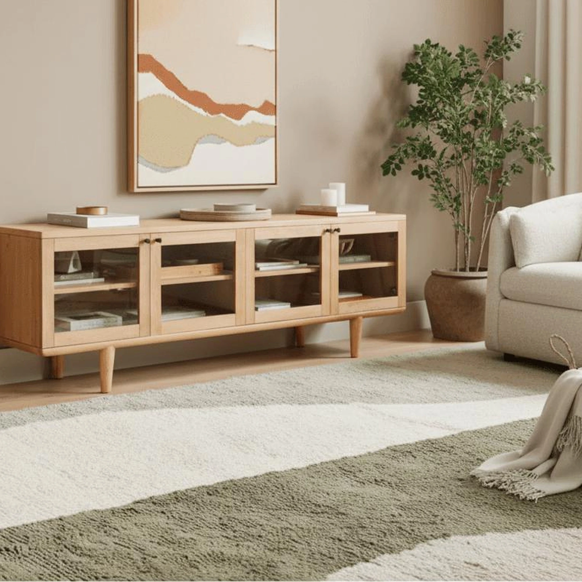 Sage River Flow Plush Area Carpet