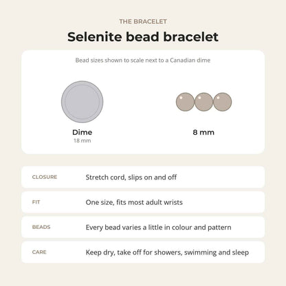 Selenite Round Bracelet - 8mm