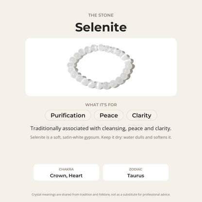 Selenite Round Bracelet - 8mm