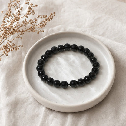 Silver Sheen Obsidian Round Bracelet - 8mm