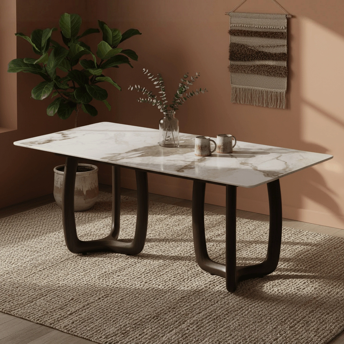 Smoky Black Ash Wood Dining Table