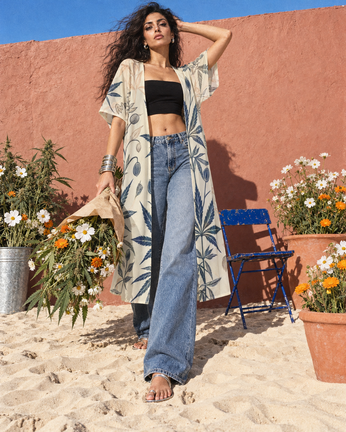 Soft Sativa Mesh Short-Sleeve Cardigan