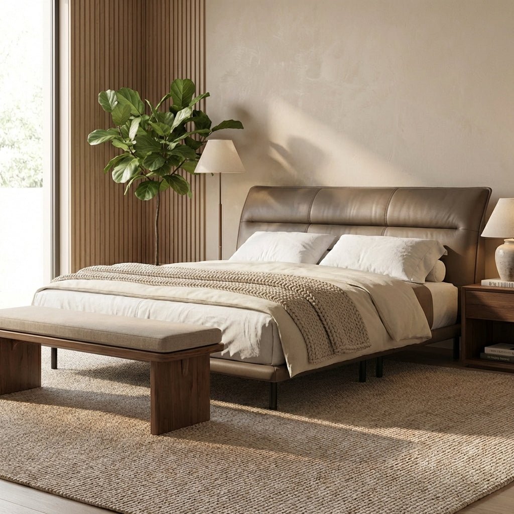 Hudson Genuine Leather Bed