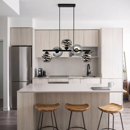 TORONTO 5-Light Glass Globe Pendant for Kitchen Island & Dining Table