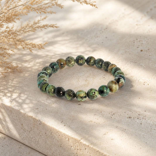 Turquoise African Round Bracelet - 8mm