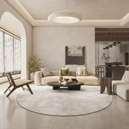 Wabi-Sabi Natural Tone Circular Wool Carpet