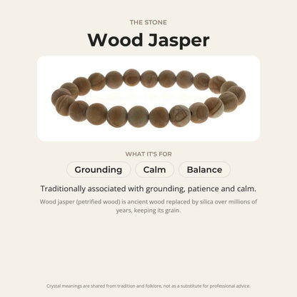 Wood Jasper Matte Round Bracelet - 8mm
